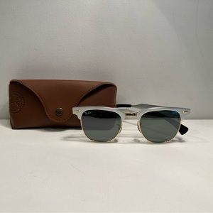Ray-Ban Aluminum Clubmasters w/ Silver Flash Lenses -  51mm